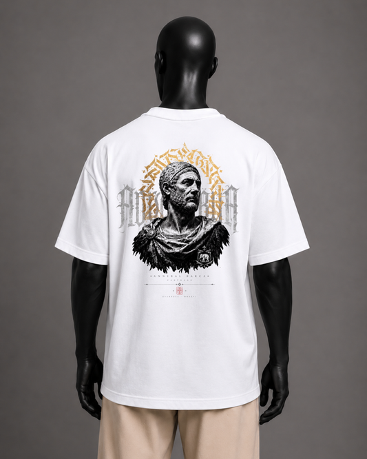 Camiseta oversized masculina Aníbal Barca AVDACIA — vista de frente