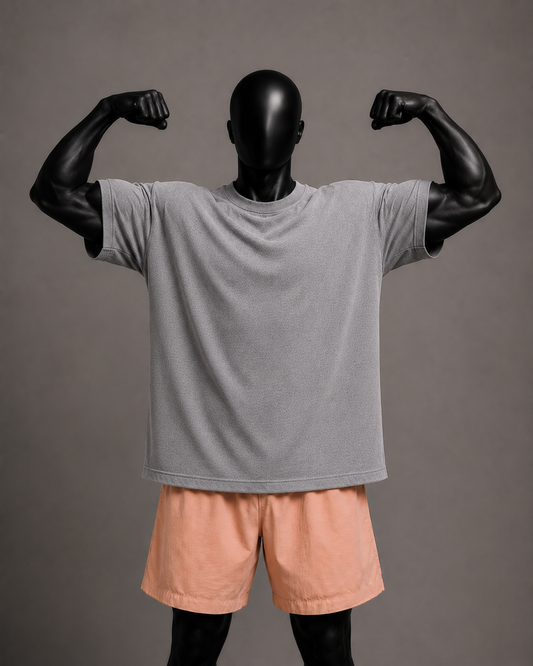 Camiseta oversized masculina Básica Cinza — vista de frente