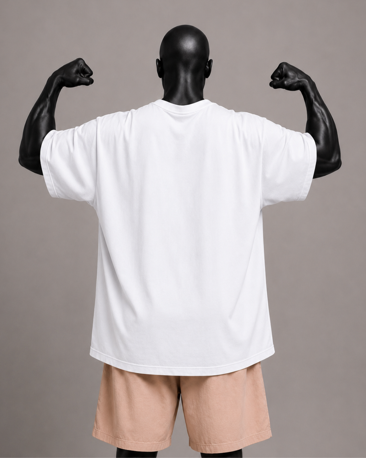 Camiseta oversized masculina Básica Branca — vista de costas