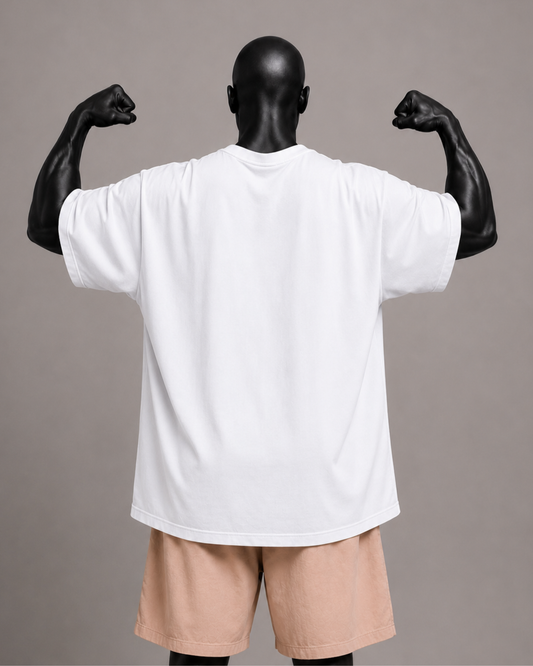 Camiseta oversized masculina Básica Branca — vista de costas