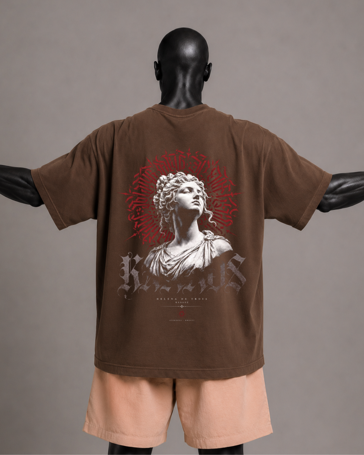 Camiseta oversized masculina Helena de Troia ΚΑΛΛΟΣ — vista de frente