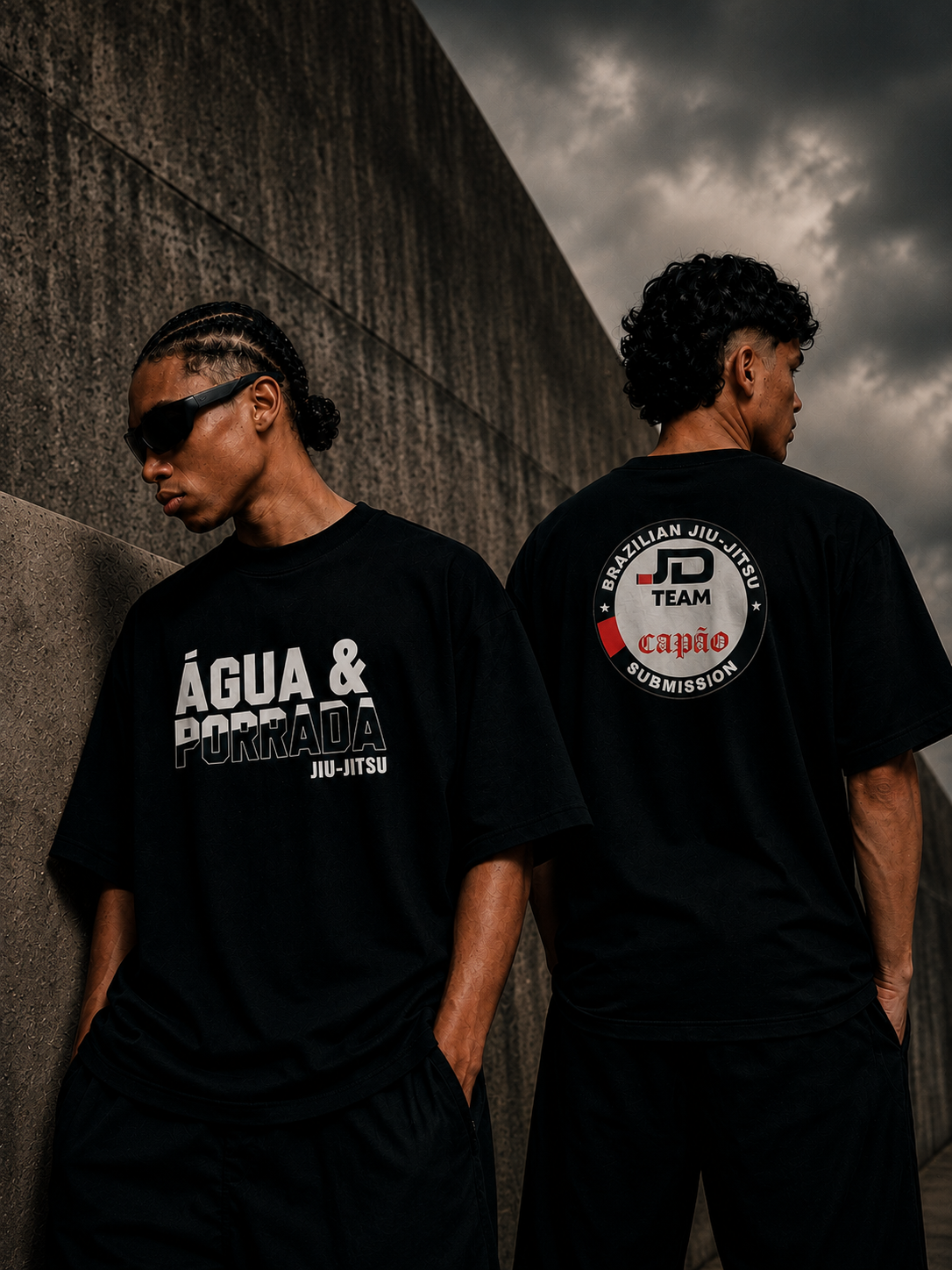 Camiseta oversized masculina Agua e Porrada Adulto — vista de costas