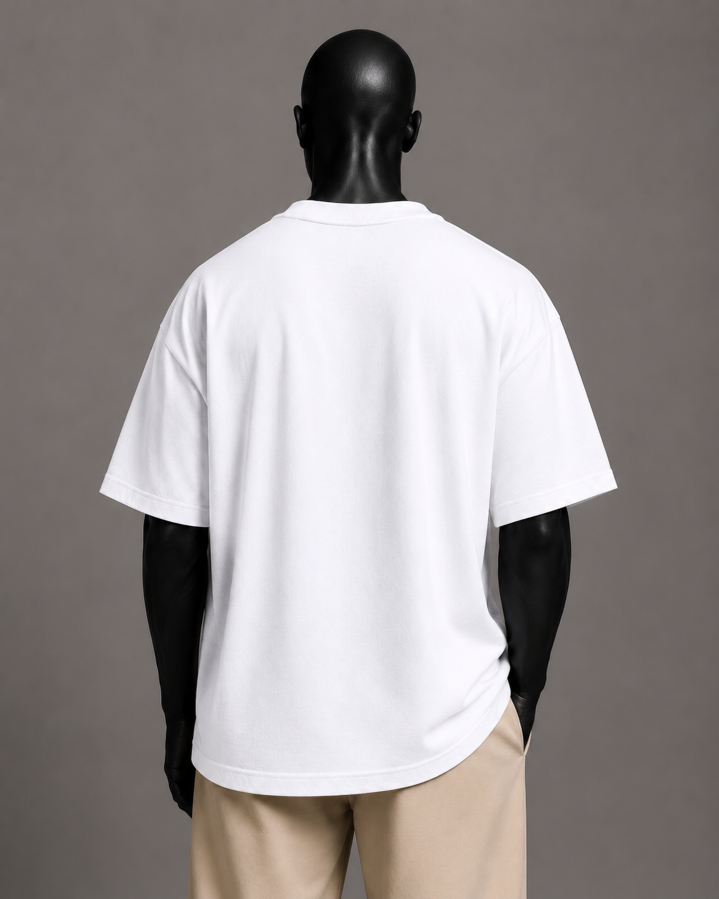 Camiseta oversized masculina Básica Branca — detalhe 2
