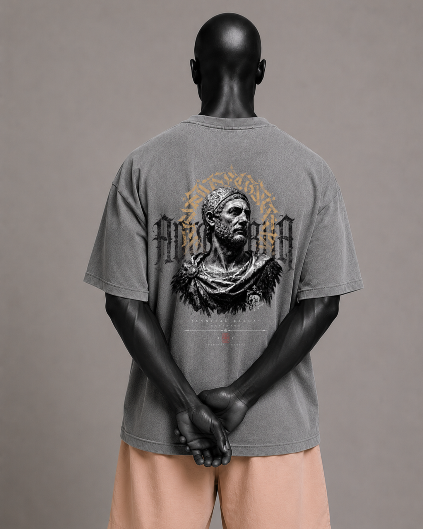 Camiseta oversized masculina Aníbal Barca AVDACIA — detalhe 1