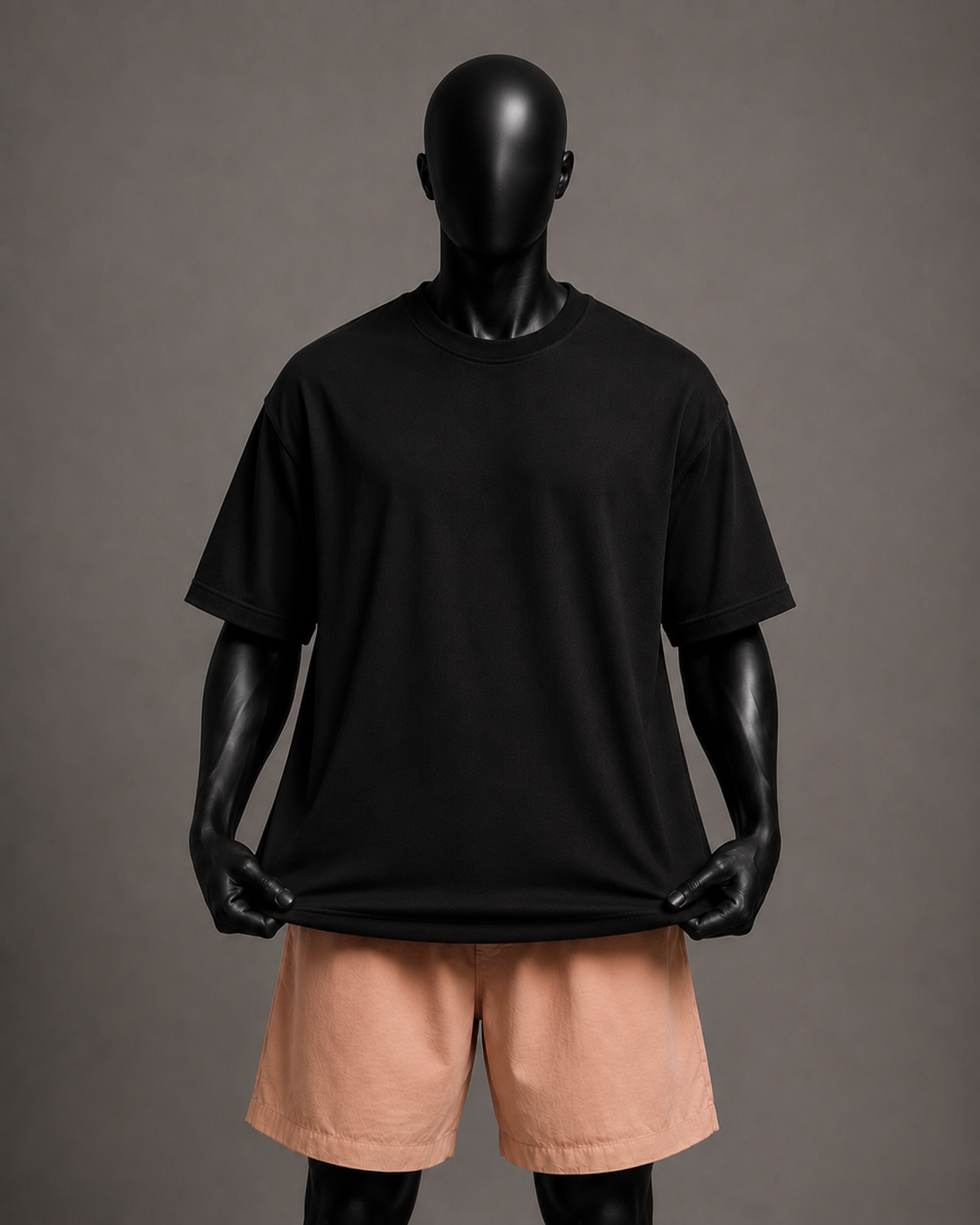 Camiseta oversized masculina Básica Preta — vista de costas