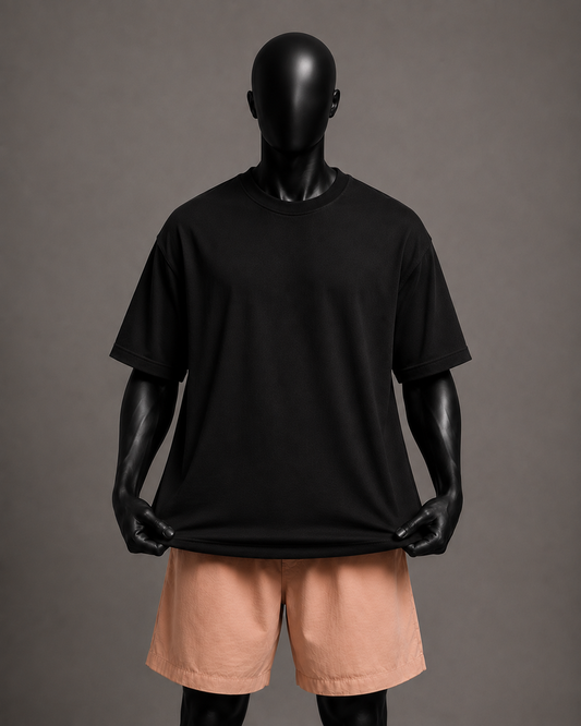 Camiseta oversized masculina Básica Preta — vista de costas