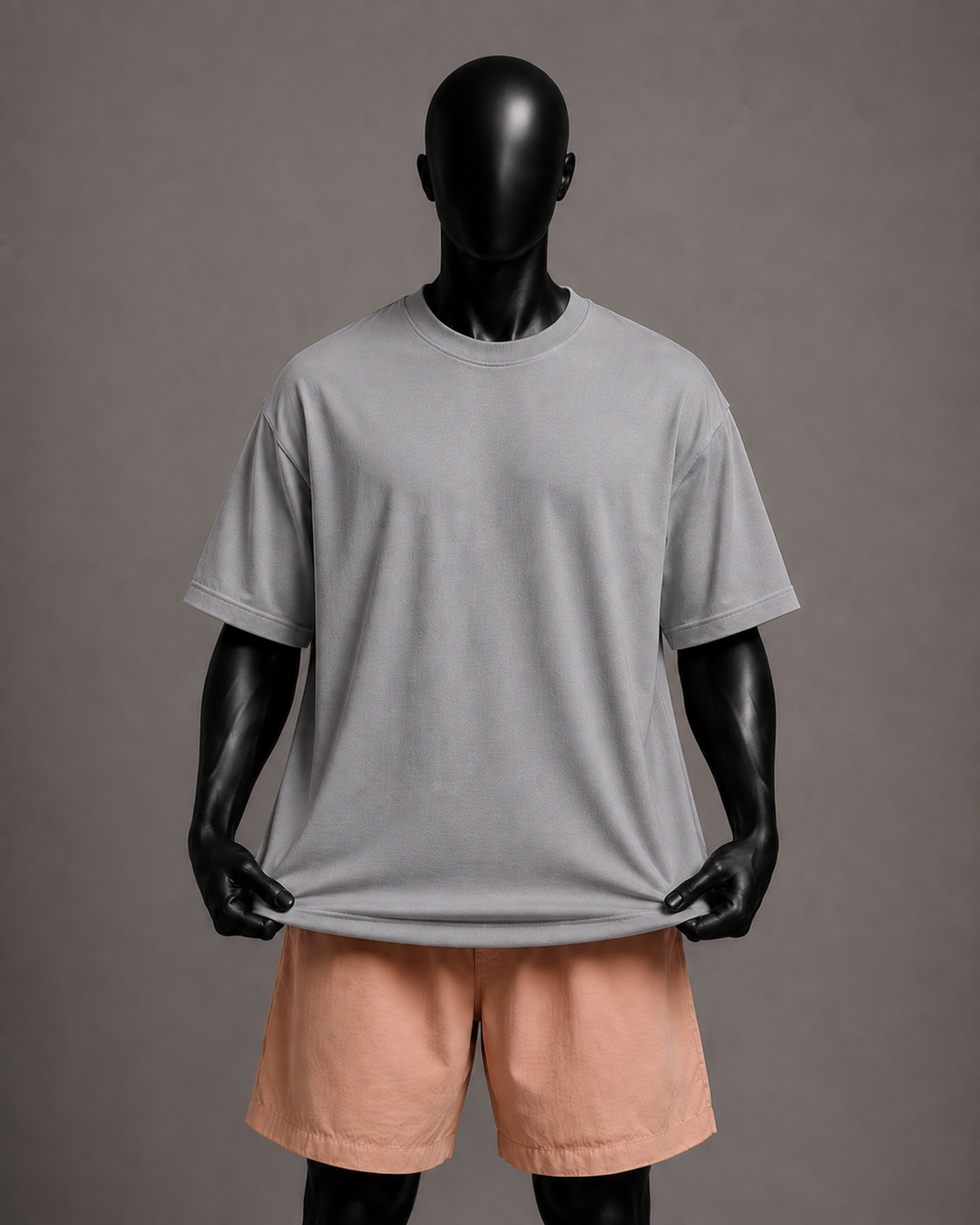 Camiseta oversized masculina Básica Cinza — detalhe 2