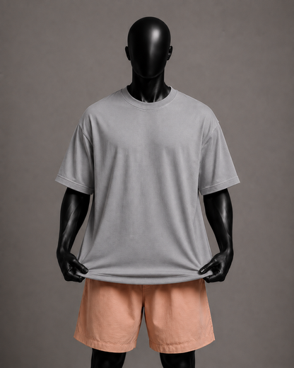Camiseta oversized masculina Básica Cinza — detalhe 2