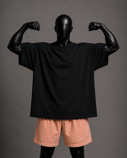 Camiseta oversized masculina Básica Preta — detalhe 1