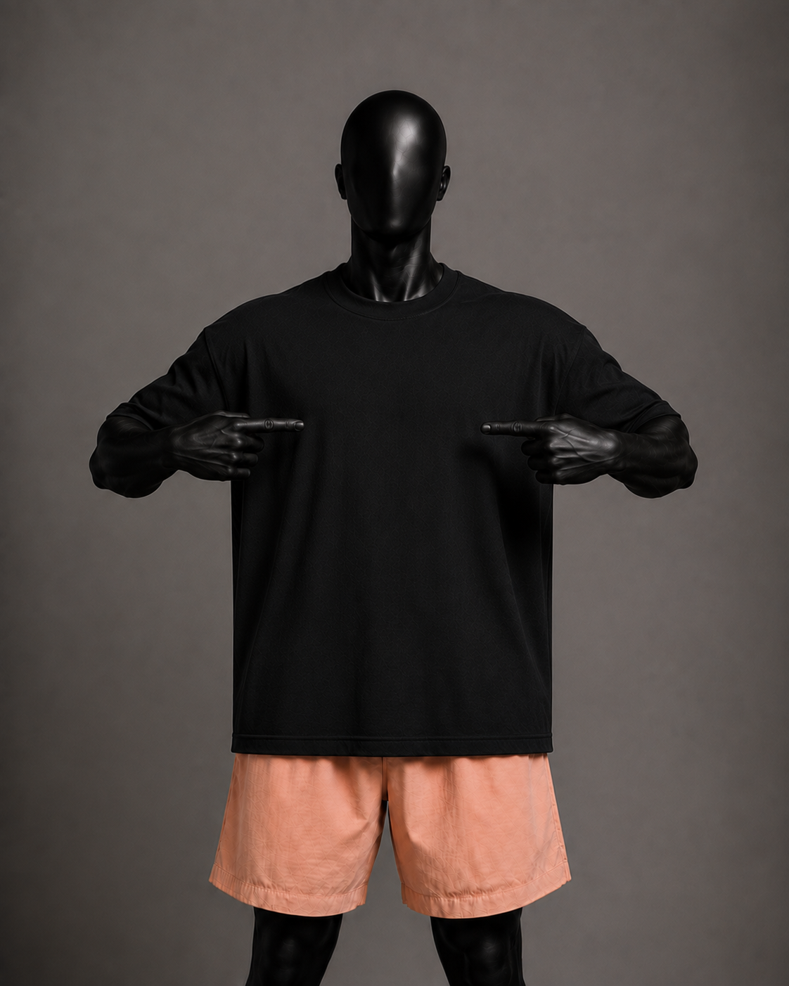 Camiseta oversized masculina Básica Preta — detalhe 2