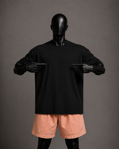 Camiseta oversized masculina Básica Preta — detalhe 2