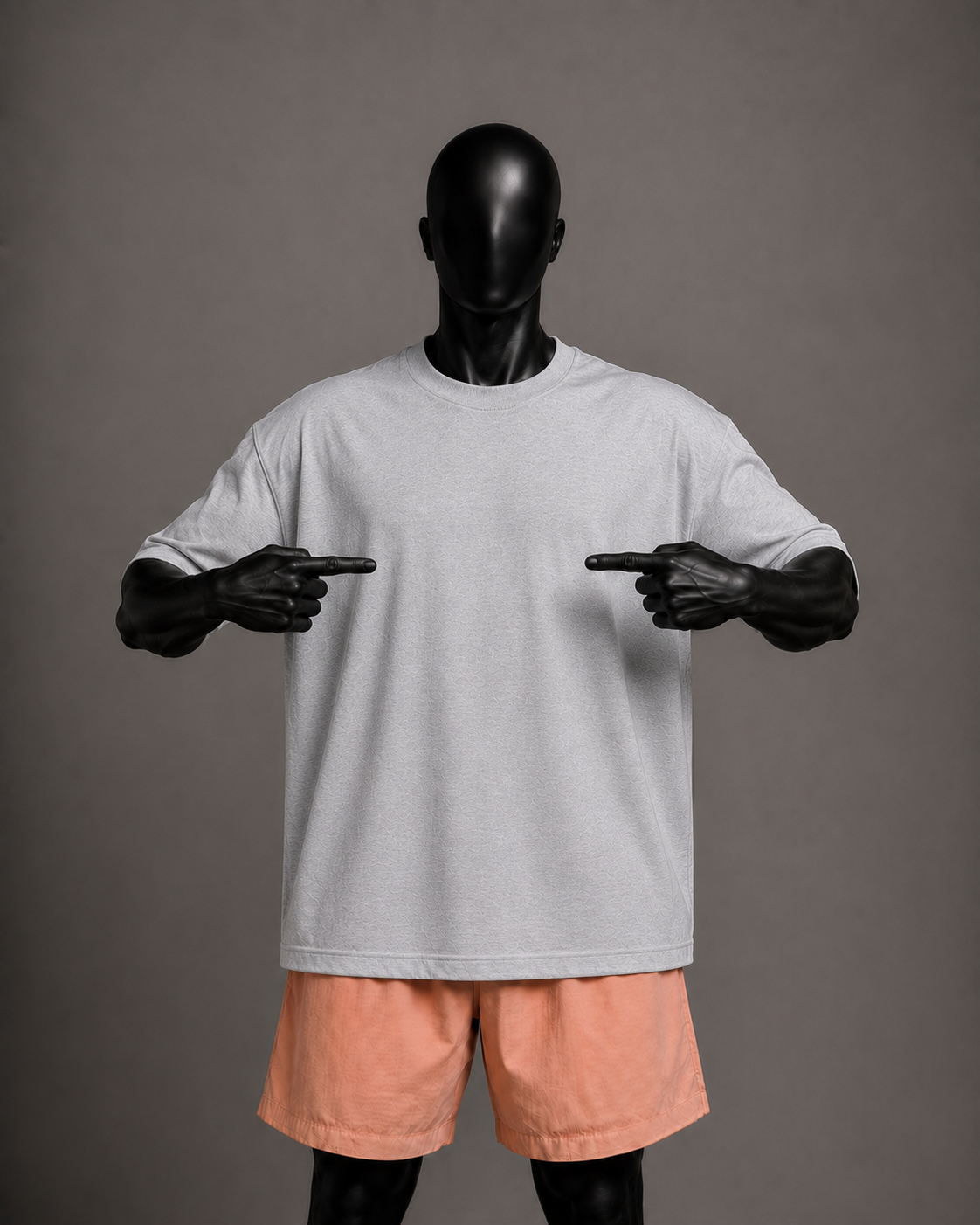 Camiseta oversized masculina Básica Cinza — vista de costas
