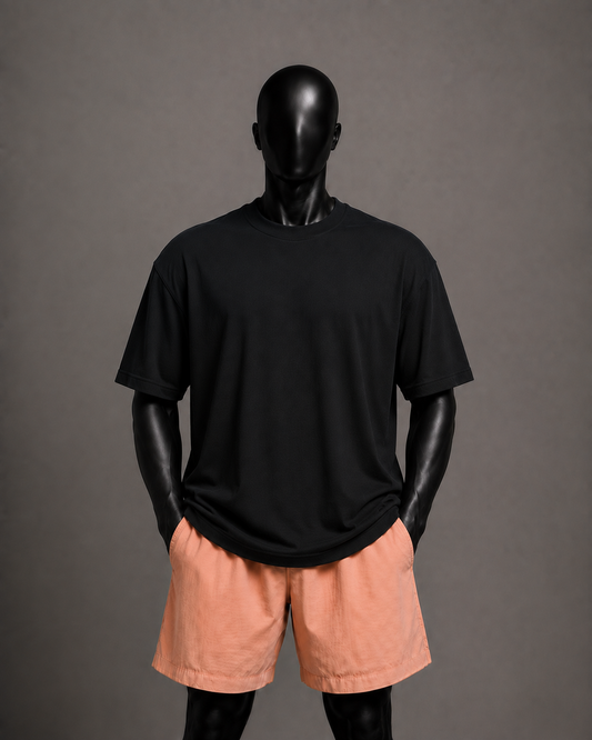 Camiseta oversized masculina Básica Preta — vista de frente
