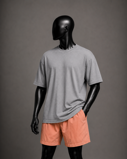Camiseta oversized masculina Básica Cinza — detalhe 1