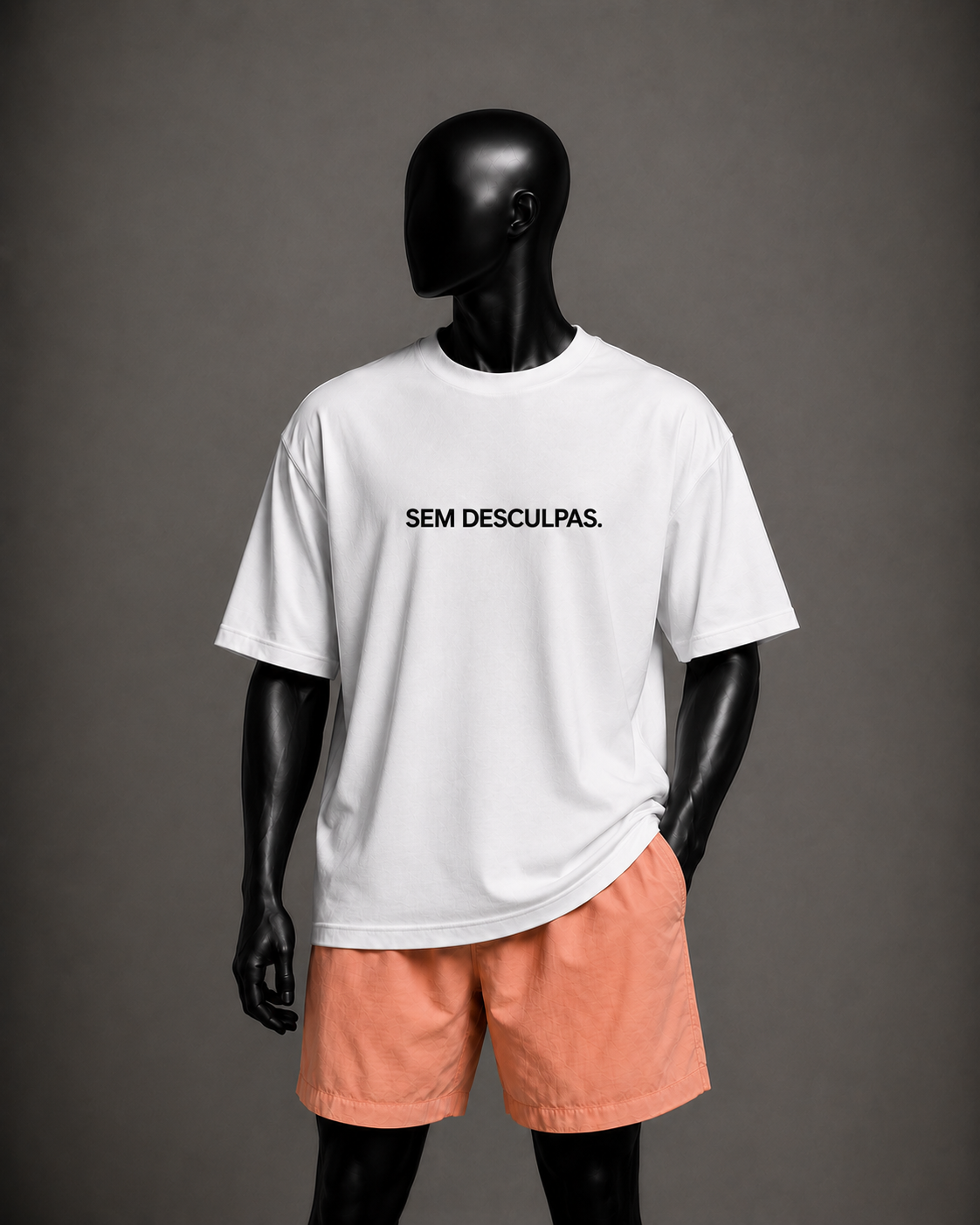 Camiseta oversized masculina Sem Desculpas — detalhe 1