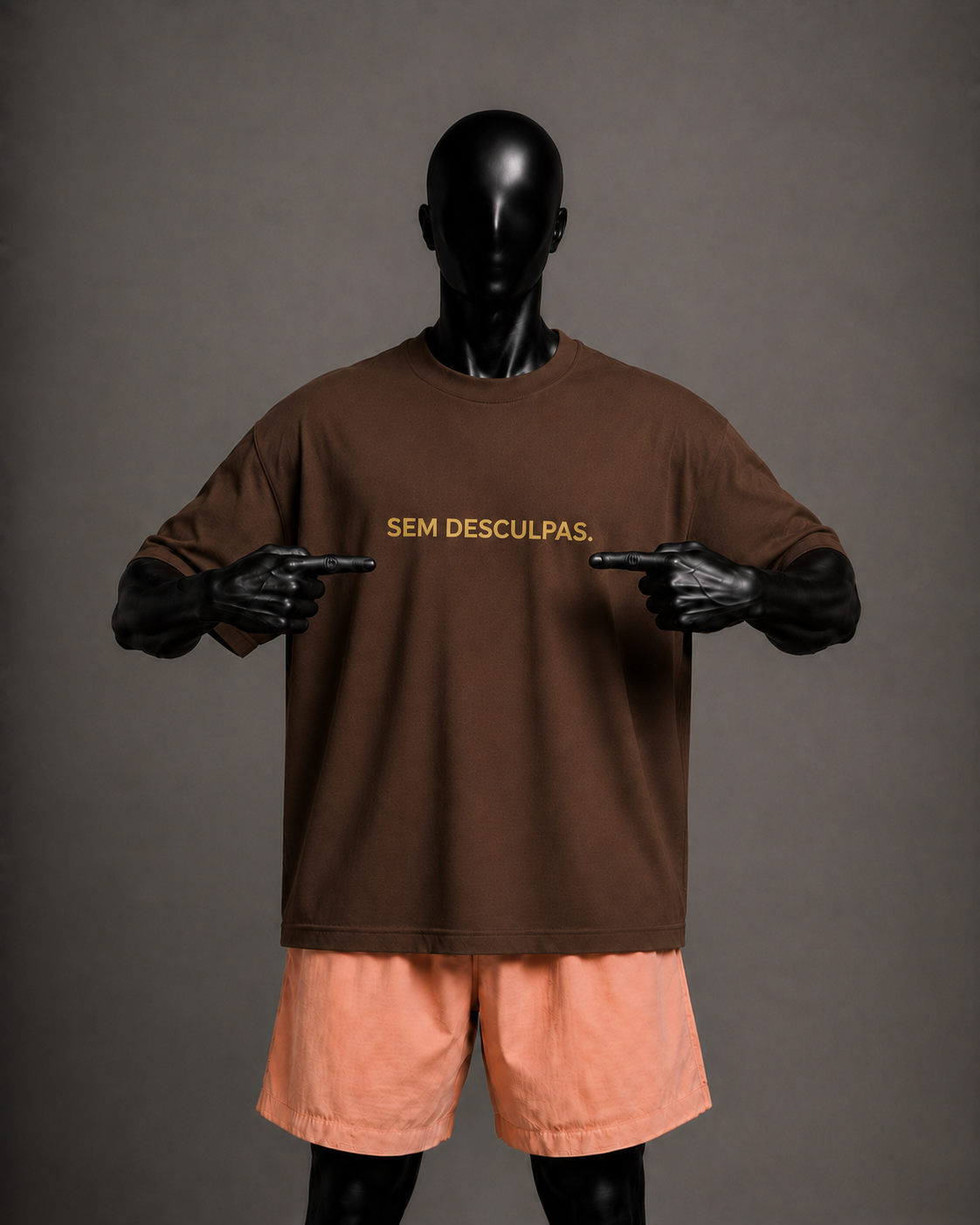 Camiseta oversized masculina Sem Desculpas — vista de costas