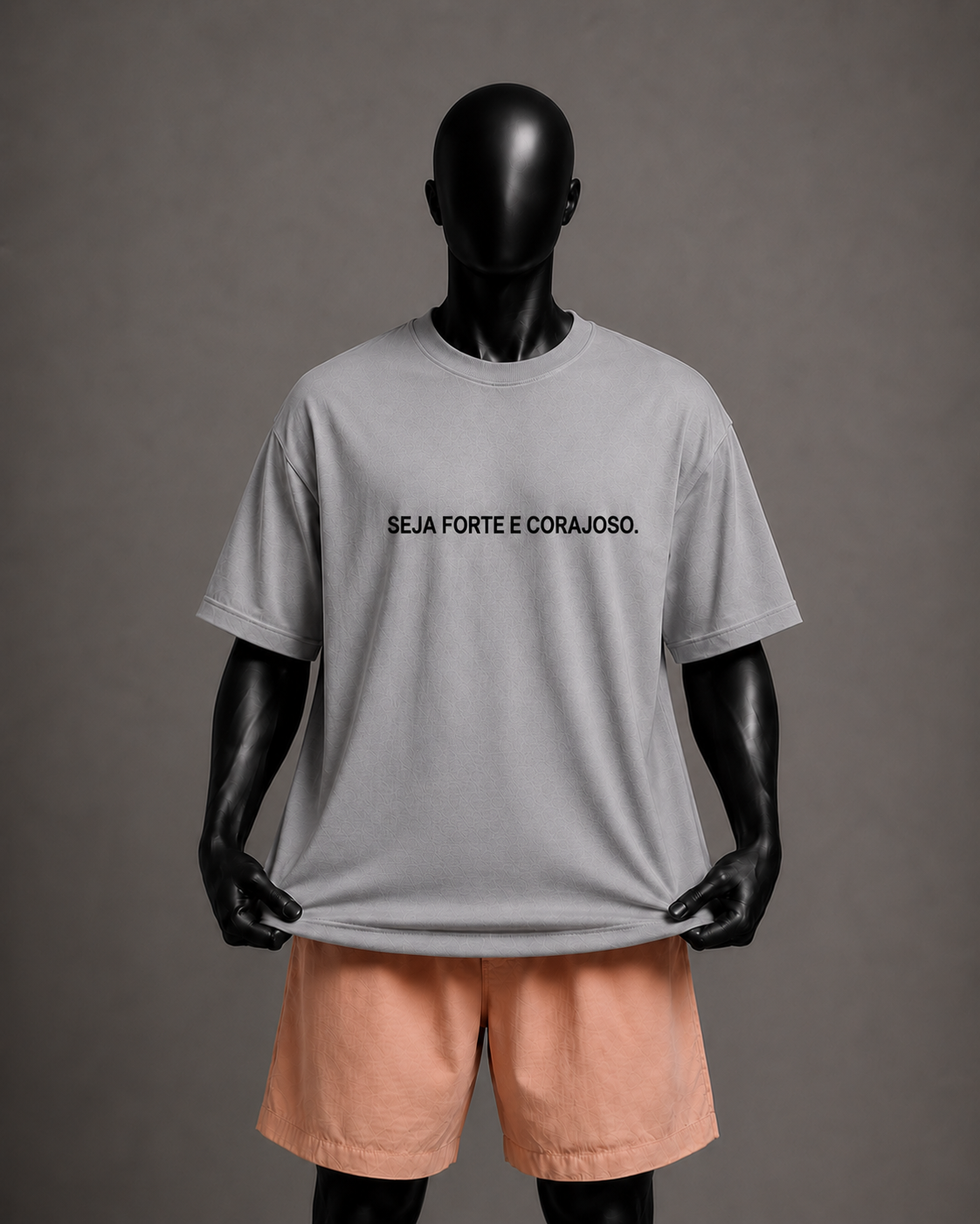 Camiseta oversized masculina Seja Forte e Corajoso — detalhe 2
