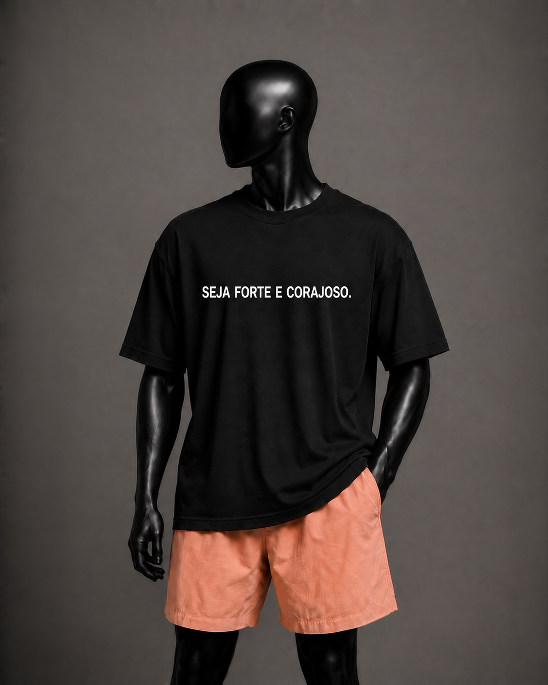 Camiseta oversized masculina Seja Forte e Corajoso — detalhe 1