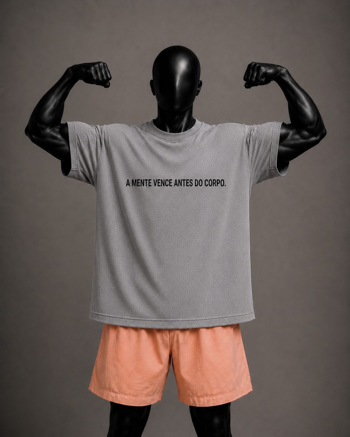 Camiseta oversized masculina A Mente Vence Antes do Corpo — detalhe 1