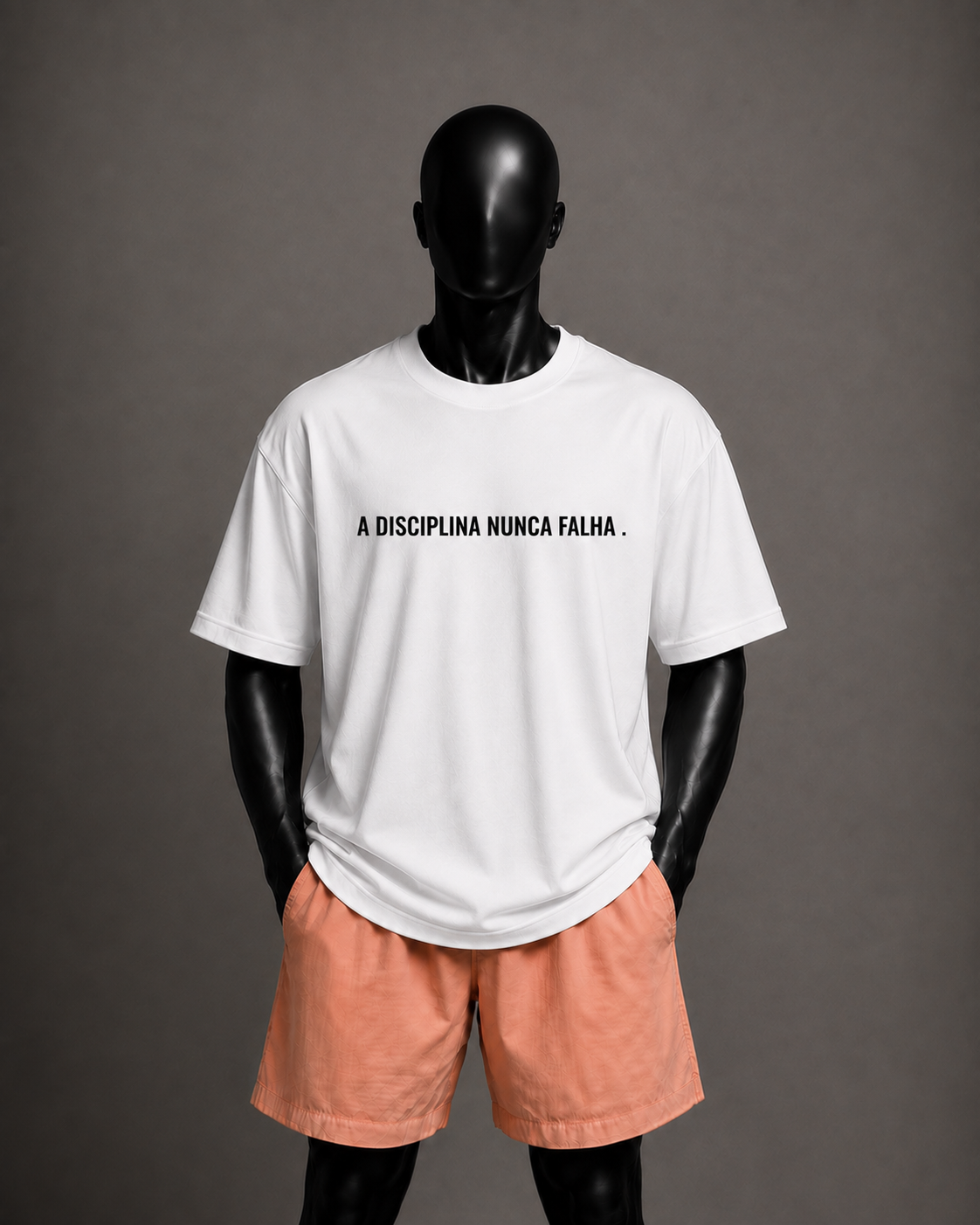 Camiseta oversized masculina A Disciplina Nunca Falha — vista de frente