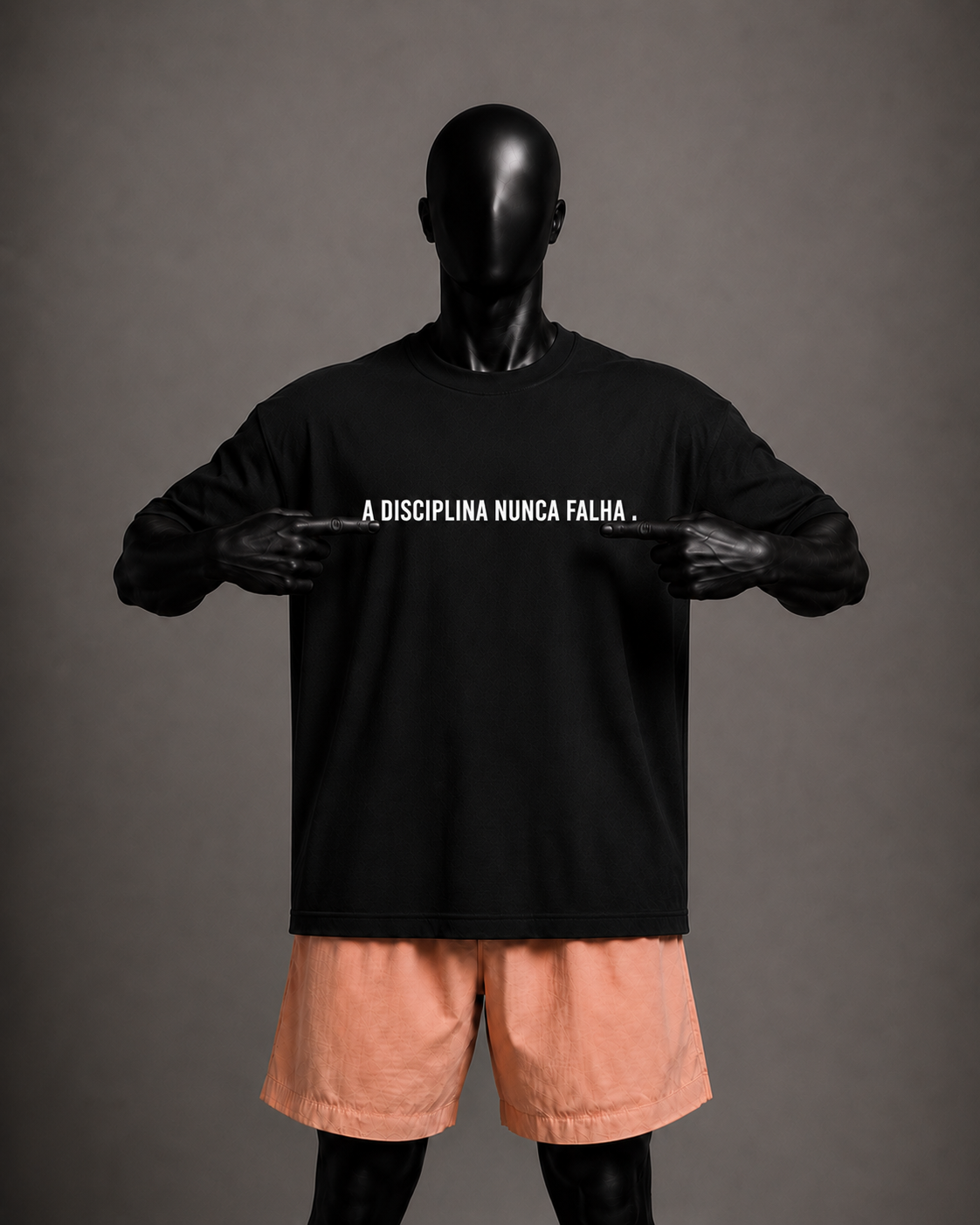 Camiseta oversized masculina A Disciplina Nunca Falha — detalhe 2