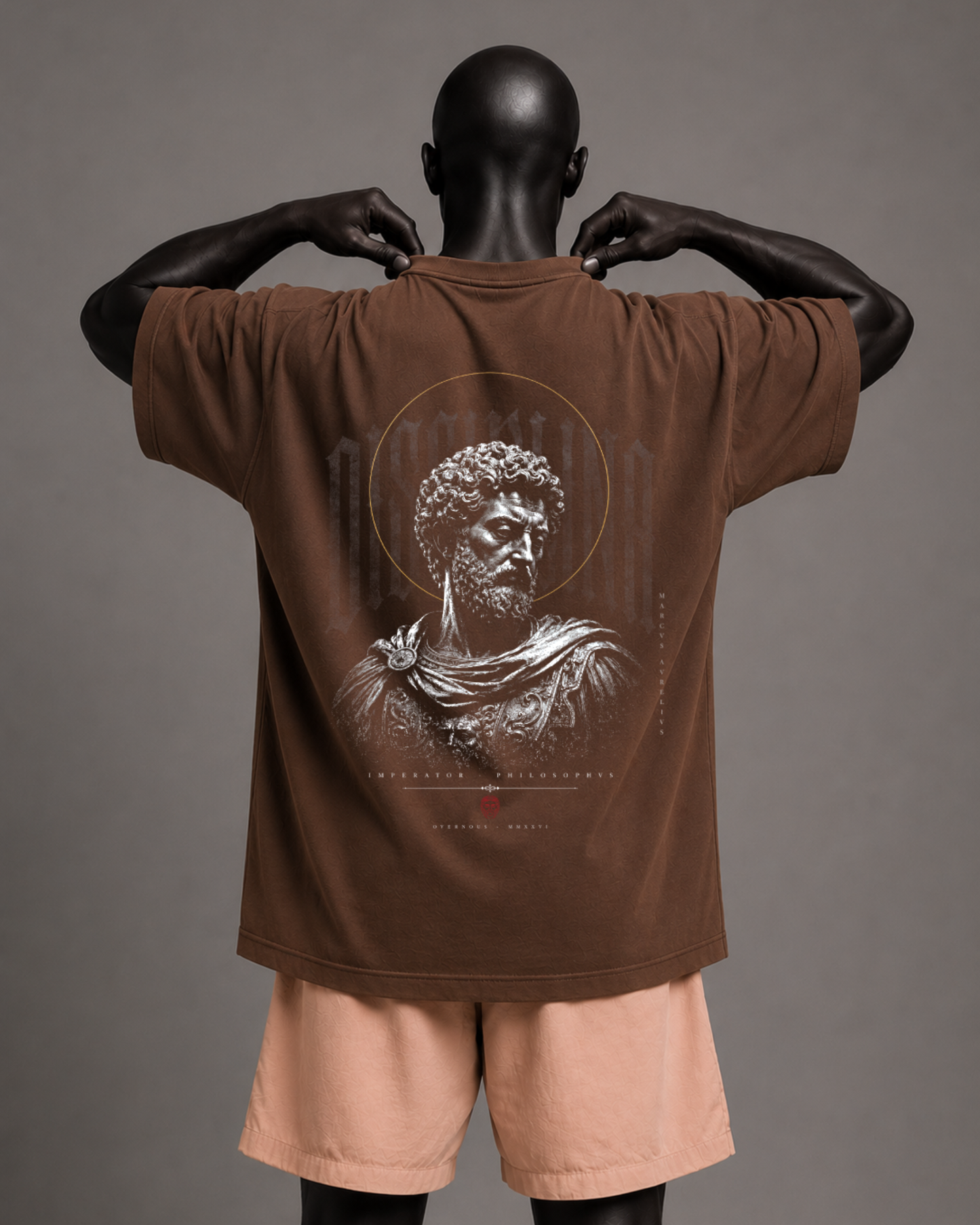 Camiseta oversized masculina Marco Aurélio DISCIPLINA — vista de frente