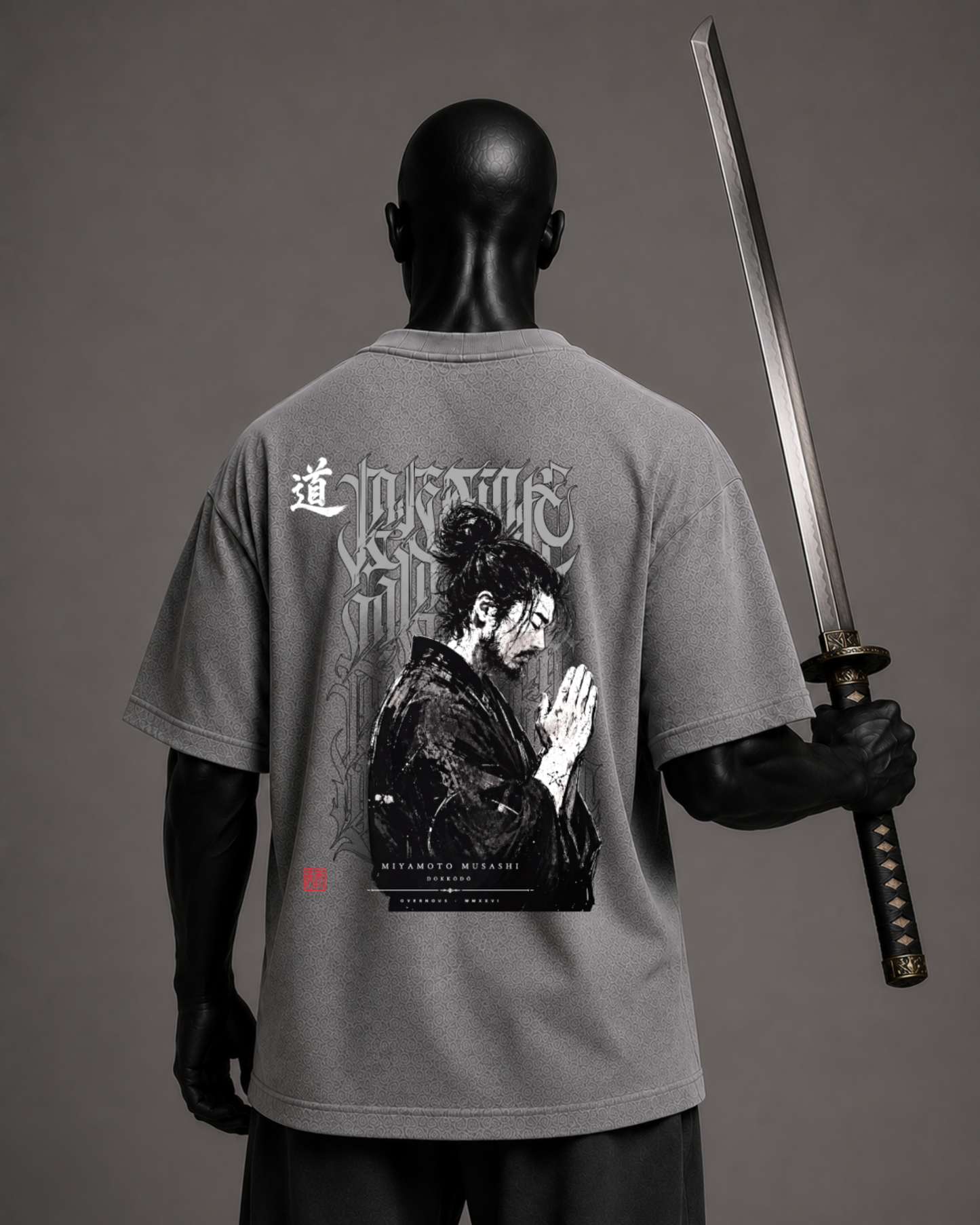 Camiseta oversized masculina Miyamoto Musashi 道 — detalhe 1